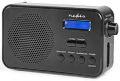 Nedis přenosné rádio/ DAB+/ FM/ 1.3 "/ napájení z baterie/ digitální/ 3.6 W/ budík/ časovač vypnutí/ černé