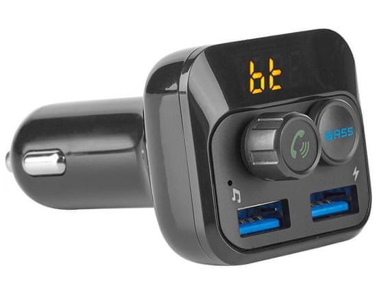 Nedis FM Transmitter do auta/ Hands free volání/ 1.0 "/ LED obrazovka/ Bluetooth 5.0/ 12 - 24 V DC/ 2.4 A/ 2x USB/ černý