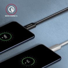 AXAGON BUCM3-AM15AB, SPEED kabel USB-C <-> USB-A, 1.5m, USB 3.2 Gen 1, 3A, ALU, oplet, černý