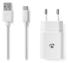 Nedis síťová nabíječka/ USB-C/ 2.4 A/ 5.0 VDC/ bílá/ kabel 1m