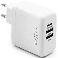 FIXED Adapter,2xUSB,USB-C,PD,45W, bílá