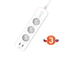 Tenda SP15 Beli - Smart Wi-Fi power strip 3x 230V EU, 2x USB port