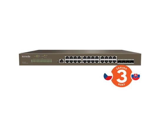 Tenda TEG5328F - L3 Managed Gigabit Switch, 24x RJ45 10/100/1000 Mb/s, 4x SFP 1 Gb/s