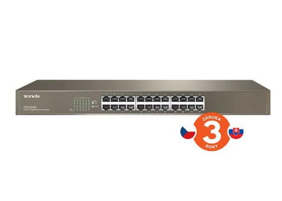 Tenda TEG1024G - 24-port Gigabit Ethernet Switch, 10/100/1000 Mbps, Fanless, Rackmount, Kov