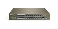 Tenda TEF1126P-24-250W PoE AF / AT switch - 24x PoE 100 Mb/s + 2x Uplink 1Gb/s RJ45/SFP, PoE+ 225W