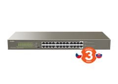 Tenda TEG1124P-24-250W PoE AT Gigabit switch 24x 1Gb/s s PoE 802.3af/at, PoE+ 225W, Rackmount, VLAN