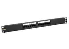 Solarix 19" Patch panel 12 x RJ45 CAT5E UTP 150 MHz černý 1U, SX12-5E-UTP-BK