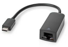 Nedis kabelový adaptér USB 3.2 Gen 1/ USB-C zástrčka - RJ45 zásuvka/ kulatý/ černý/ 20cm