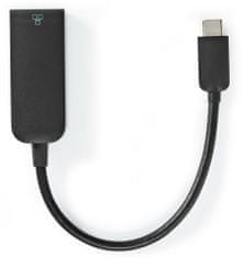 Nedis kabelový adaptér USB 3.2 Gen 1/ USB-C zástrčka - RJ45 zásuvka/ kulatý/ černý/ 20cm