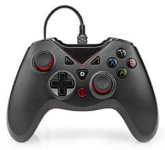 Nedis gamepad/ USB-A/ napájení z USB/ pro PC/ počet tlačítek 12/ černý/ délka kabelu 1,60 m