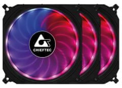 Chieftec sada ventilátorů Tornado / 3x 120mm fan / RGB LED / RGB ovladač / Dálkové ovládání / ultratichý 16 dBa