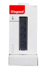 LEGRAND Revolution sloupek s přepěťovou ochranou 4x2P+T, kabel 2m, bílo-šedá