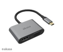 Akasa - adaptér Type-C na HDMI a VGA