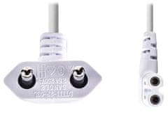 Nedis napájecí kabel pro adaptéry/ Euro zástrčka - konektor IEC-320-C7/ úhlový-úhlový/ dvoulinka/ bílý/ bulk/ 3m