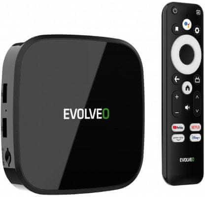 multimediálne zariadenie multimedia box a4 evolveo 32 gb pamäť 4 gm operačná pamäť optický výstup usb a android 11.0 programovateľný ovládač ultra hd 4 k hdmi 2.1 4jadrový procesor elegantné prevedenie google cast google play