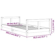 Vidaxl Dětská postel bílá 80 x 200 cm masivní borové dřevo