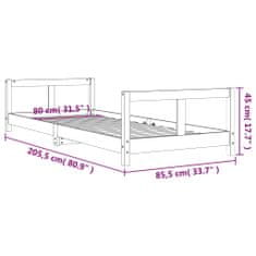 Petromila Dětská postel černá 80 x 200 cm masivní borové dřevo