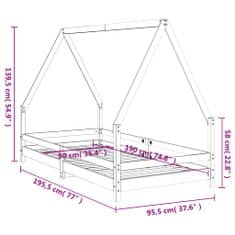 Greatstore Dětská postel černá 90 x 190 cm masivní borové dřevo