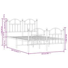 Vidaxl Kovový rám postele s hlavovým a nožním čelem bílý 120 x 200 cm