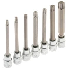 SATRA Zástrčné hlavice TORX 3/8", rozměry T25 - T60, prodloužené 110 mm, sada 7 ks -