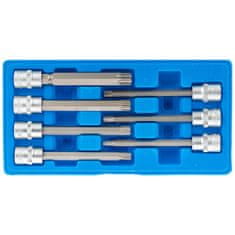 SATRA Zástrčné hlavice TORX 3/8", rozměry T25 - T60, prodloužené 110 mm, sada 7 ks -