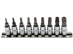 BGS technic Zástrčné hlavice 1/4" TORX s otvorem TT10-TT50, sada 9 ks na liště - BGS 2165