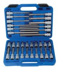 SATRA Zástrčné hlavice TORX 1/2", standardní, prodloužené a extra dlouhé, T20-T70, 32 ks -