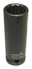 ASTA Hlavice nástrčné úderové 1/2", 12hranné, prodloužené 78 mm, různé rozměry - Varianta: Velikost: 30