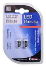 Compass Žárovka 1LED 12V Ba9s bílá 2ks