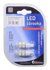 Compass Žárovka 9 SUPER LED 12V T10 bílá 2ks