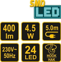 Vorel Lampa montážní 24 LED 4,5W/230V