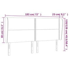 Vidaxl Čelo postele typu ušák tmavě modrá 183x23x118/128 cm samet