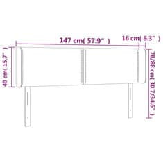 Vidaxl Čelo postele typu ušák černé 147x16x78/88 cm samet