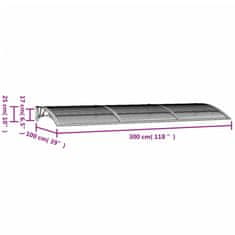 Vidaxl Vchodová stříška černá 300 x 100 cm polykarbonát