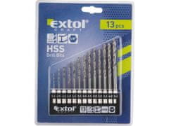 Extol Craft Vrtáky do kovu se šestihrannou stopkou, sada 13ks, 1,5-6,5mm, HSS