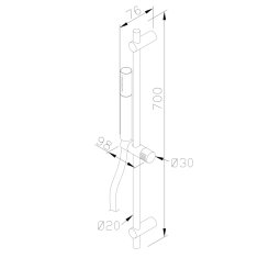 SAPHO MINIMAL sprchová tyč, posuvný držák, kulatá, 700mm, nerez MI001 - Sapho