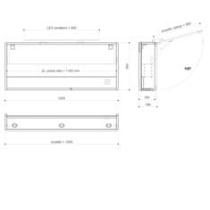 SAPHO CLOE galerka s LED osvětlením 120x50x18cm, bílá CE120-0030 - Sapho