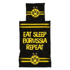FotbalFans Černé Povlečení Borussia Dortmund, Žluté nápisy, 135x200 / 80x80 cm