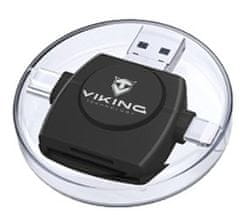 Viking ČTEČKA PAMĚŤOVÝCH KARET V4 USB3.0 4V1 černá