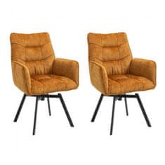 Casa Vital Jídelní židle KANOYA, sada 2 kusů, 62x64x93 cm, čalouněná, otočná o 180°, kovové nohy, oranžová
