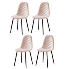 Casa Vital Jídelní židle MOJI, sada 4 kusů, 42,5x40x90 cm, čalouněná, dekorativní prošívání, prášková barva, kovové nohy, růžová