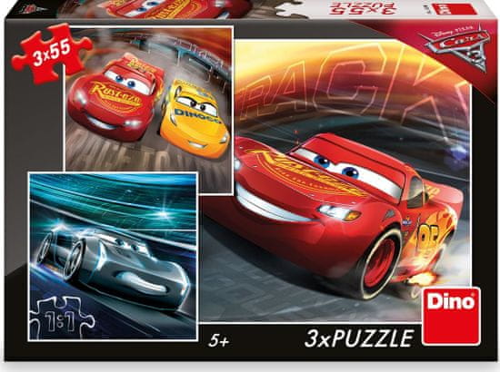 Dino Puzzle Cars 3: Trénink 3x55 dílků