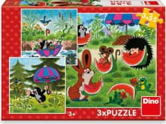 Dino Puzzle Krtek a paraplíčko 3x55 dílků