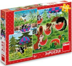 Dino Puzzle Krtek a paraplíčko 3x55 dílků