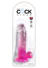 Pipedream Pipedream King Cock Clear 7" Cock with Balls pink dildo