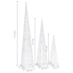 Vidaxl Sada akrylových světelných LED kuželů studená bílá 60/90/120 cm