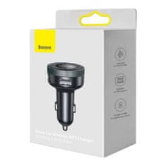 BASEUS Baseus Car Charger Bluetooth FM Transmitter Enjoy Car with LED display Wireless U+U+3,5mm audio+TF MP3 Charger BT 5.0, 3.4A Black (CCLH-01)