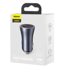 BASEUS Baseus Car Charger Golden Contactor Pro Dual Quick Charger U+C Power Delivery 3.0 Quick Charge 4, SCP FCP AFC 40W Dark Gray (CCJD-0G)