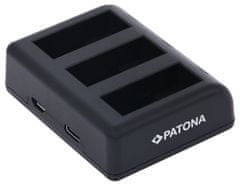 PATONA nabíječka pro digitální kameru Triple GoPro Hero 9/Hero 10/Hero 11/Hero 12/ AHDBT901/ micro USB/ USB-C