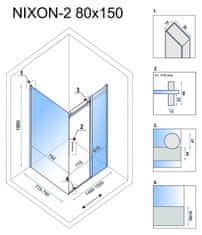 REA Sprchová kabina NIXON 80x150, varianta levá